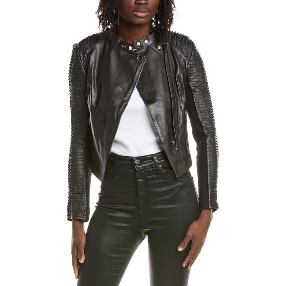 Lamarque Womens Signature Leather Jacket, Black